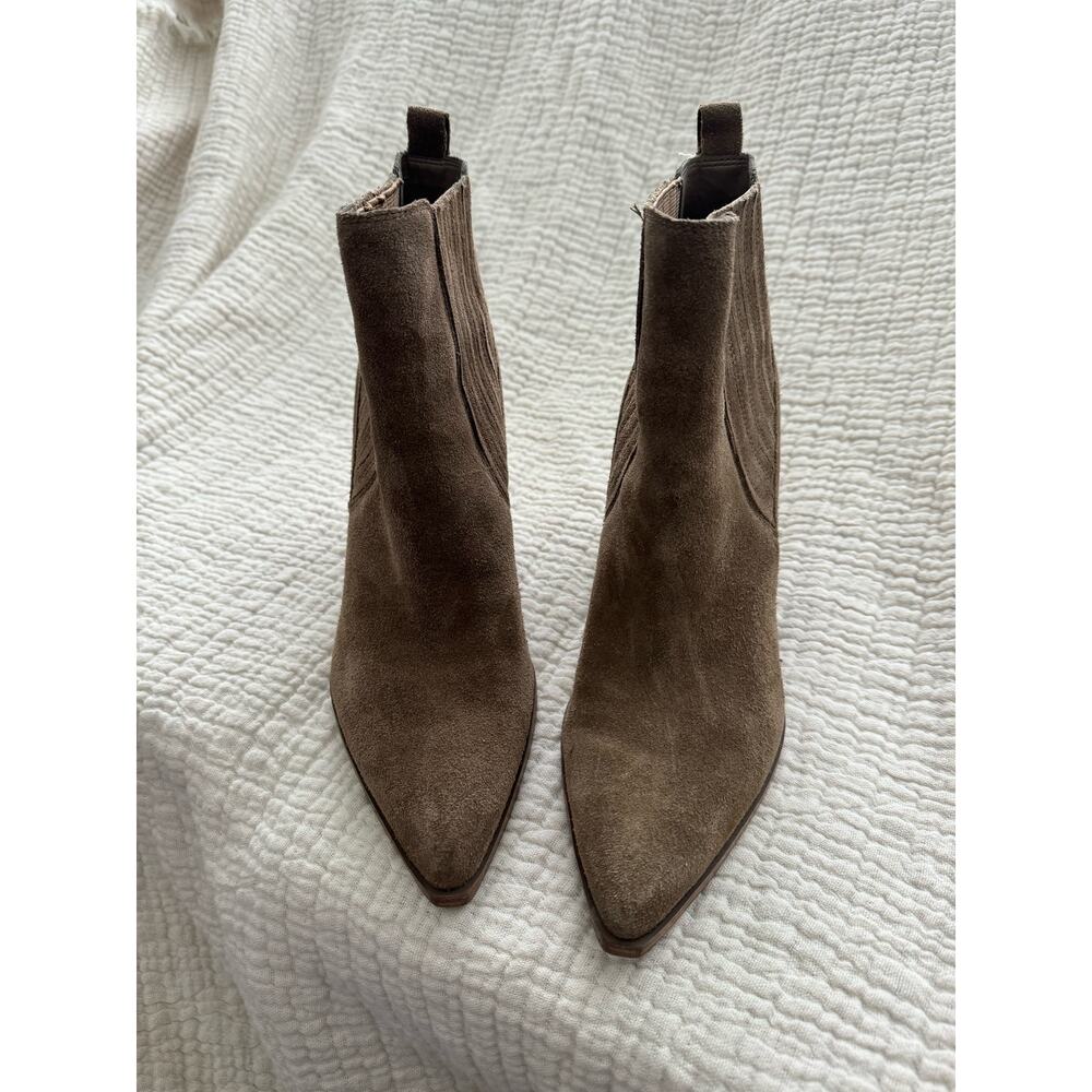 Marc Fisher Pointed Tan Suede Bootie Size 8.5 - image 3